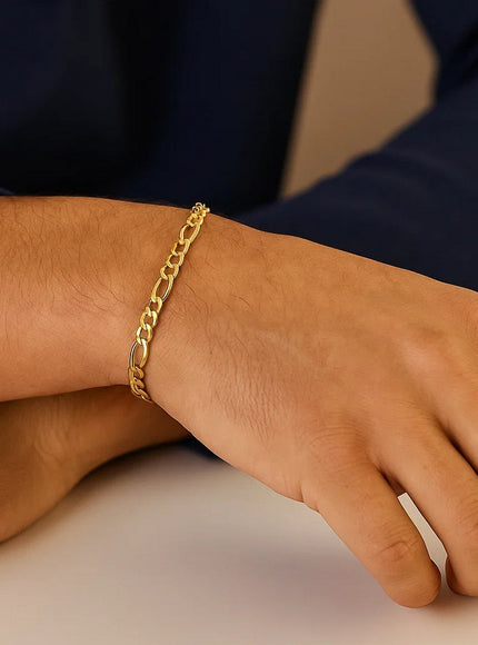 3.8mm 14k Yellow Gold Solid Figaro Bracelet