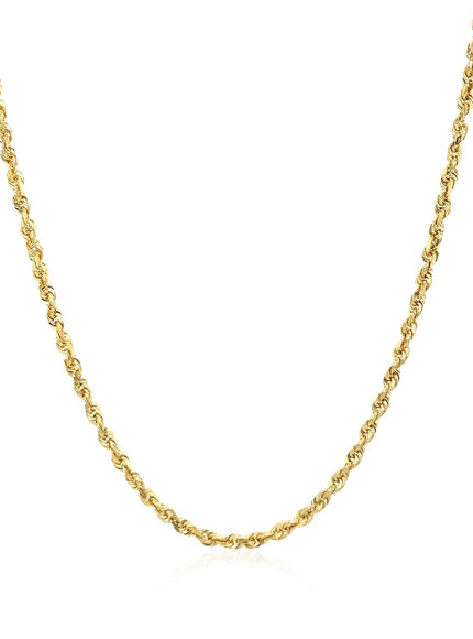 2.0mm 10k Yellow Gold Solid Diamond Cut Rope Chain