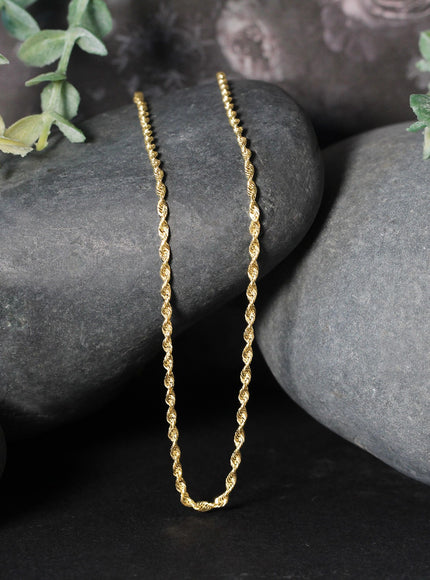 2.0mm 10k Yellow Gold Solid Diamond Cut Rope Chain