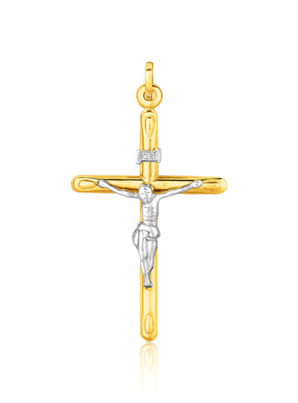 14k Two Tone Gold Cross Pendant