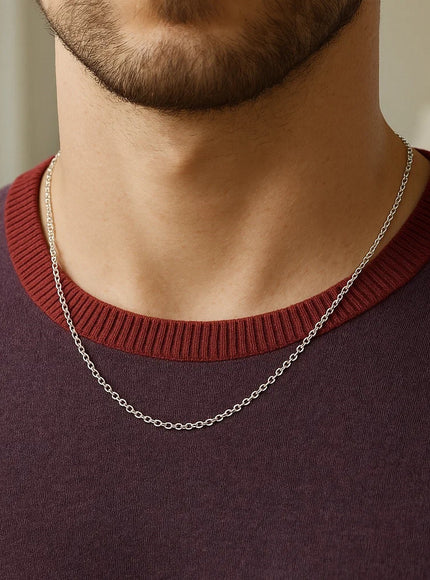 14k White Gold Round Cable Link Chain 1.5mm