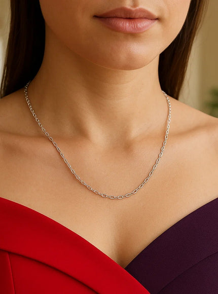 14k White Gold Round Cable Link Chain 1.5mm