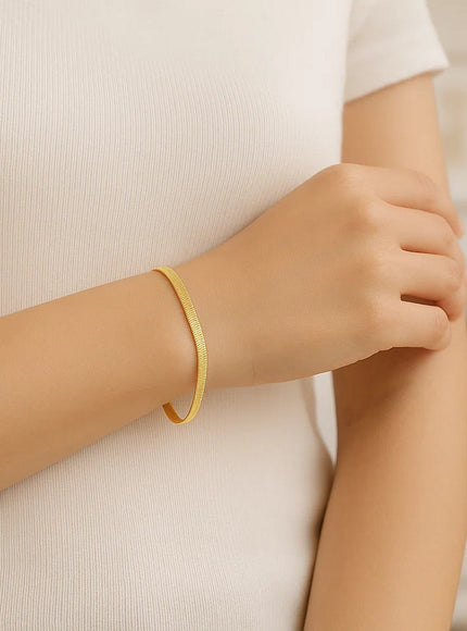 3.0mm 14k Yellow Gold Super Flex Herringbone Bracelet