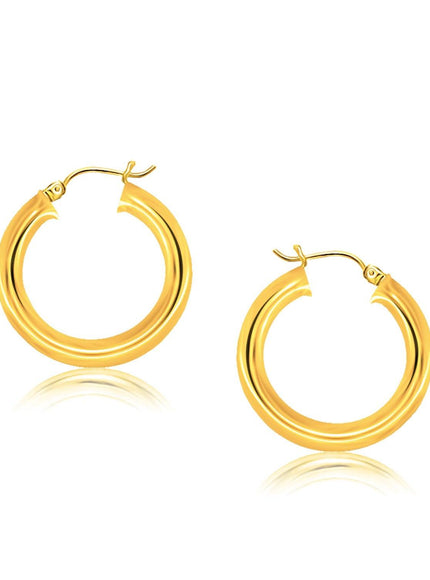 14k Yellow Gold Polished Hoop Earrings (30 mm) - Ellie Belle