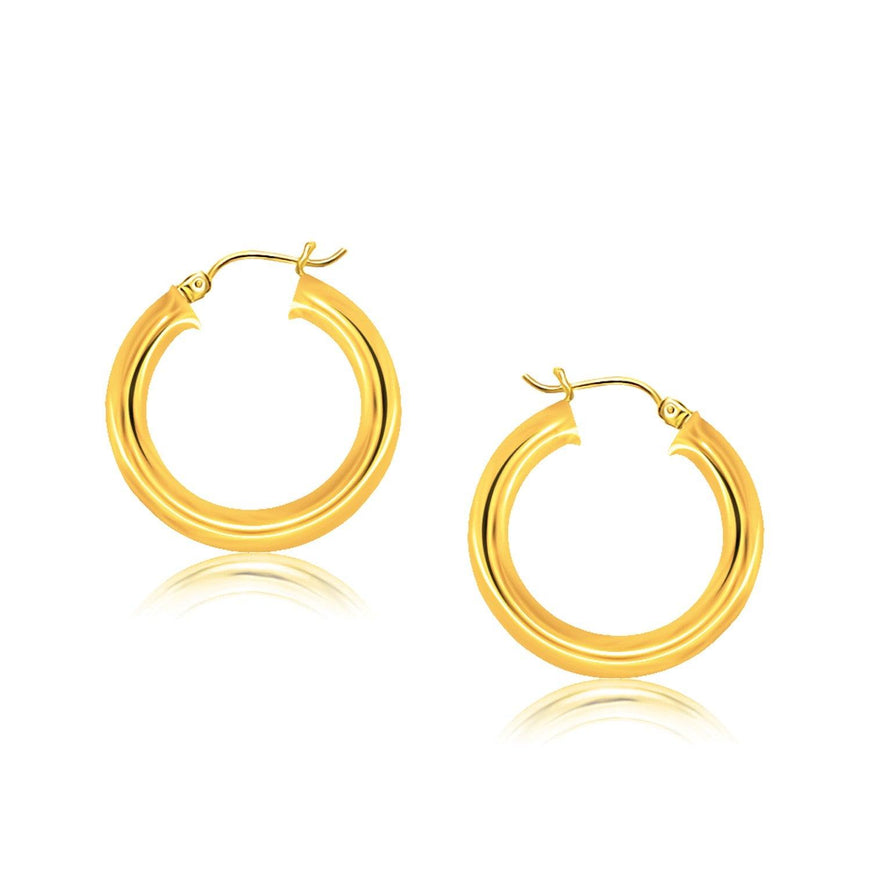 14k Yellow Gold Polished Hoop Earrings (30 mm) - Ellie Belle