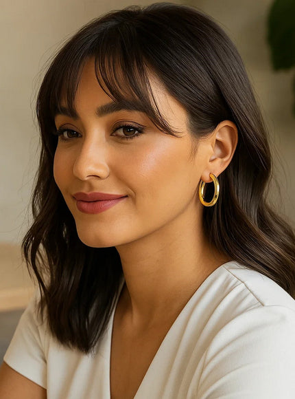 14k Yellow Gold Polished Hoop Earrings (30 mm)