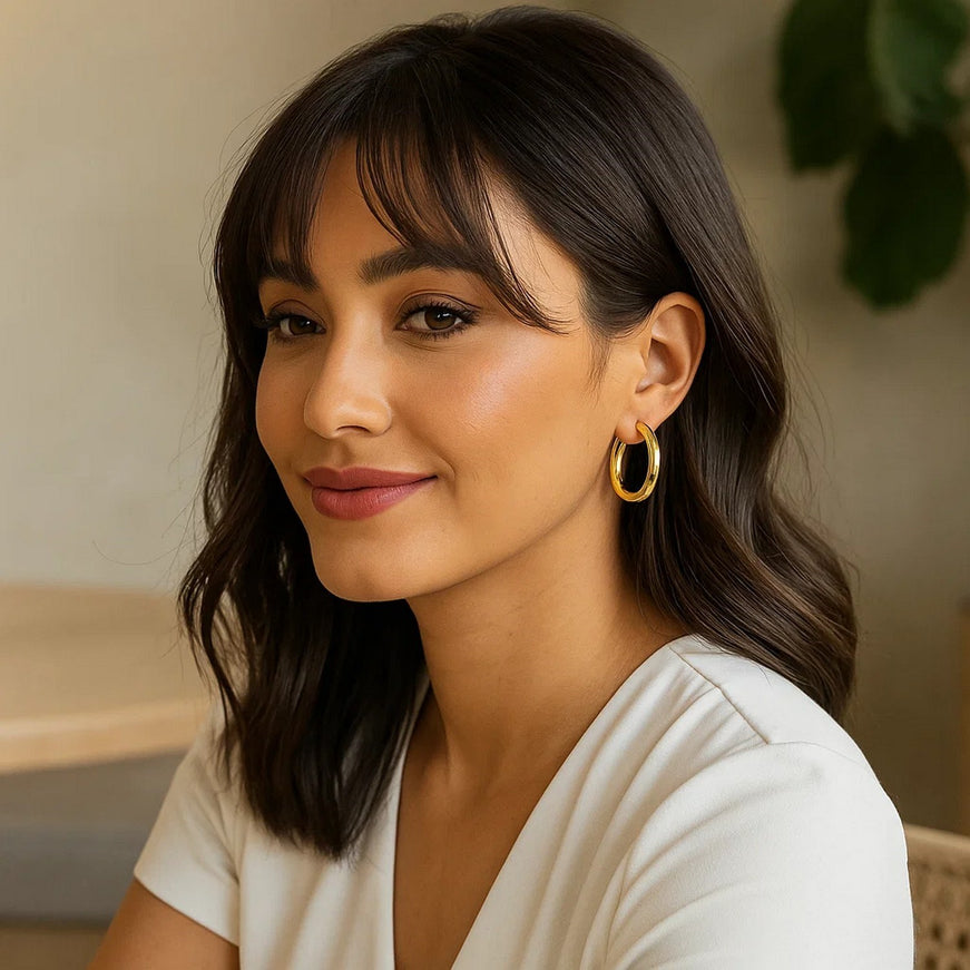 14k Yellow Gold Polished Hoop Earrings (30 mm)