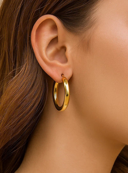 14k Yellow Gold Polished Hoop Earrings (30 mm)