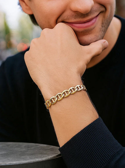 6.3mm 14k Yellow Gold Mariner Link Bracelet