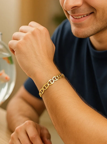 6.3mm 14k Yellow Gold Mariner Link Bracelet