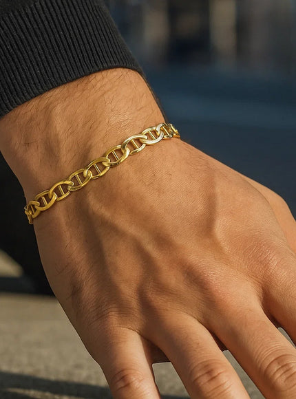 6.3mm 14k Yellow Gold Mariner Link Bracelet