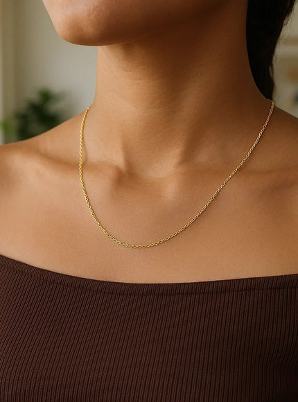 14k Yellow Gold Cable Link Chain 0.5mm
