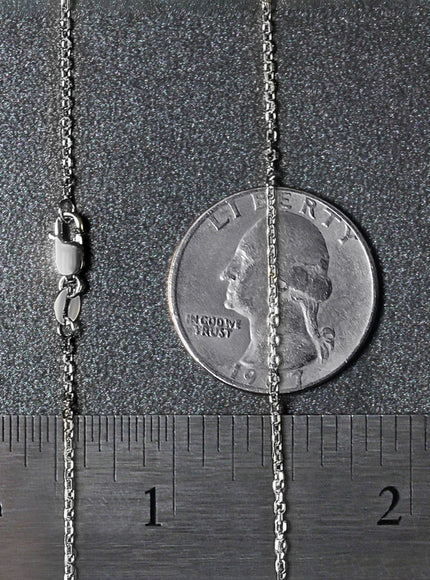 14k White Gold Diamond Cut Cable Link Chain 1.4mm
