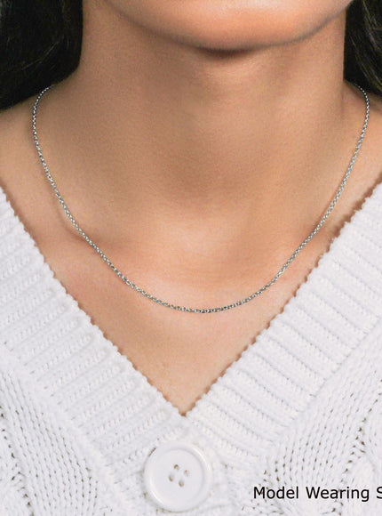 14k White Gold Diamond Cut Cable Link Chain 1.4mm