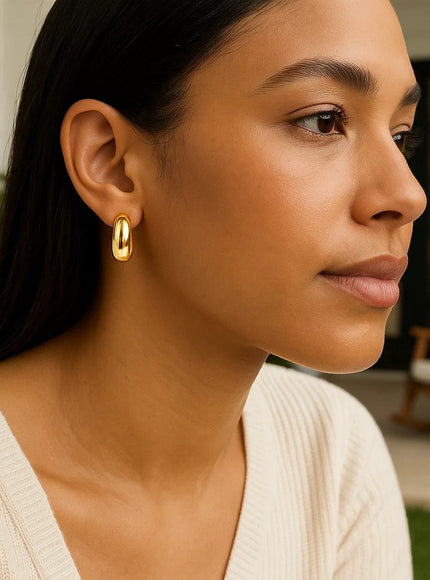 14k Yellow Gold Fancy Omega Hoops