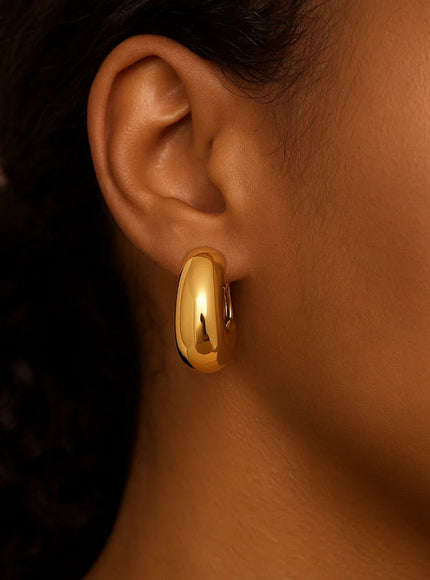 14k Yellow Gold Fancy Omega Hoops