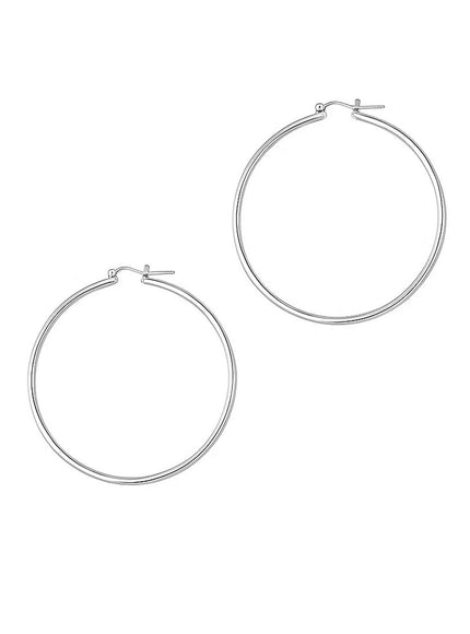 14k White Gold Polished Hoop Earrings (45 mm)