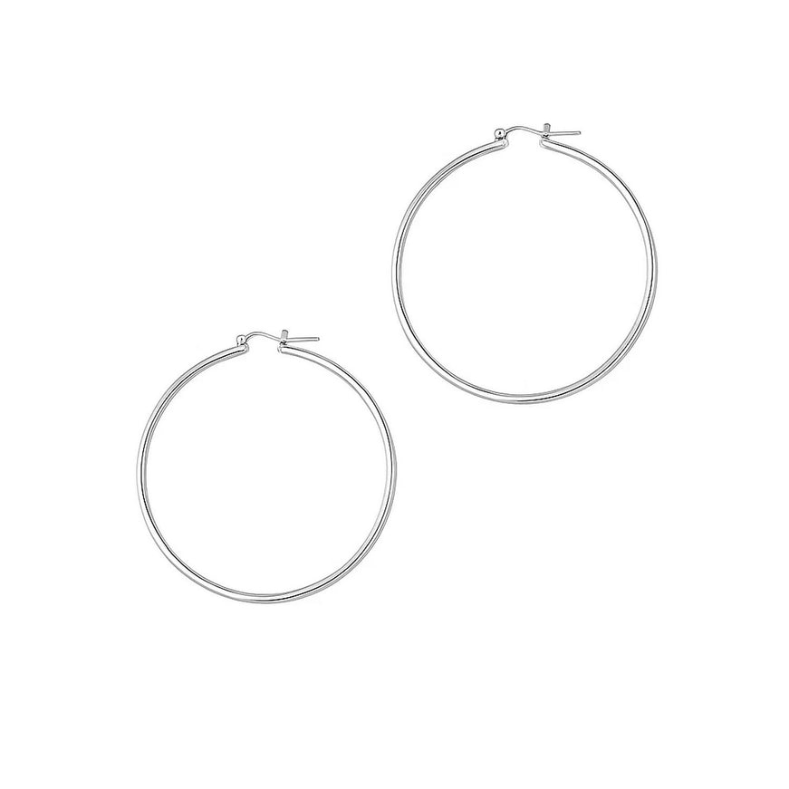 14k White Gold Polished Hoop Earrings (45 mm)