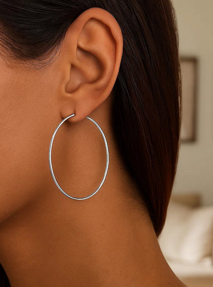 14k White Gold Polished Hoop Earrings (45 mm)