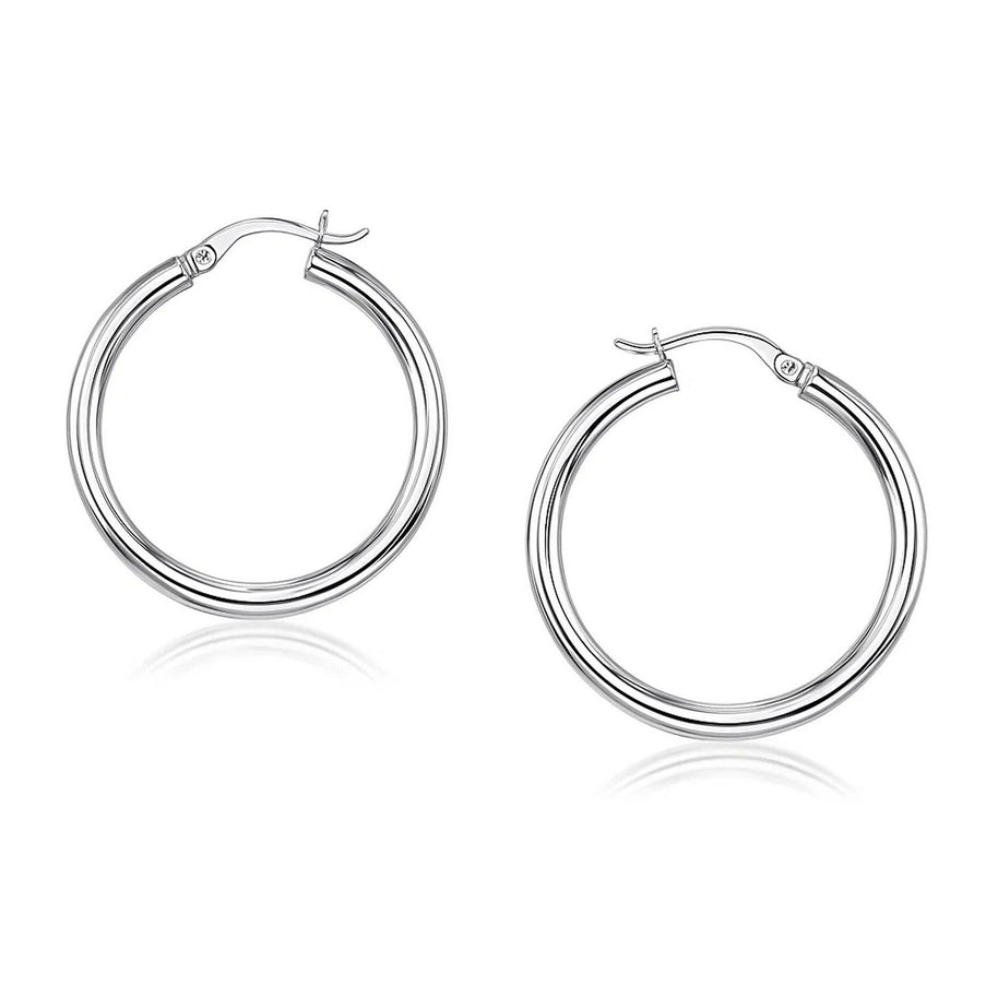 14k White Gold Polished Hoop Earrings (40 mm)
