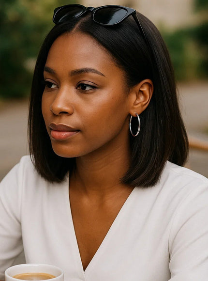 14k White Gold Polished Hoop Earrings (40 mm)