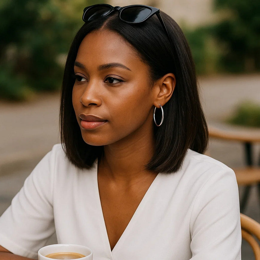 14k White Gold Polished Hoop Earrings (40 mm)