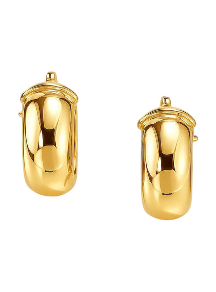 14k Yellow Gold Wide Small Hoop Earrings with Snap Lock