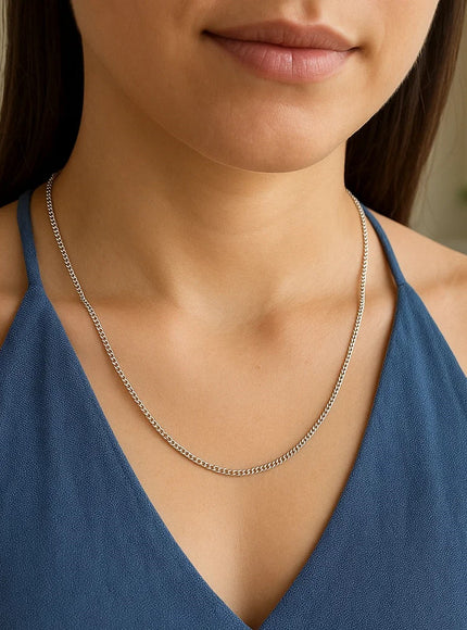 14k White Gold Gourmette Chain 1.5mm