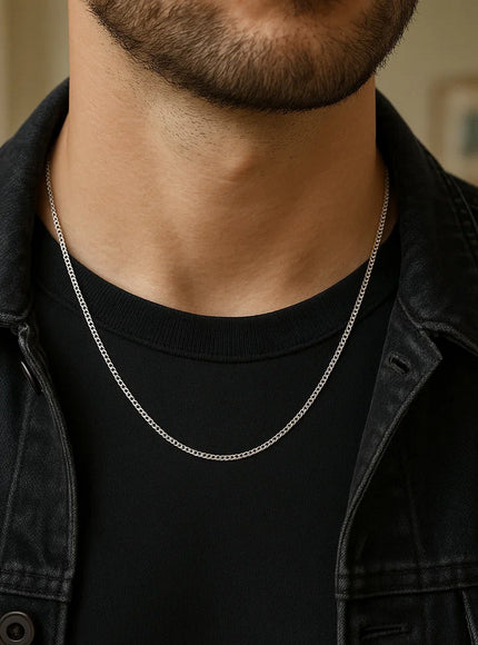 14k White Gold Gourmette Chain 1.5mm