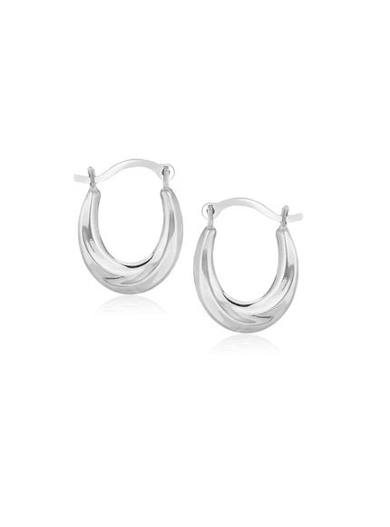 10k White Gold Oval Hoop Earrings