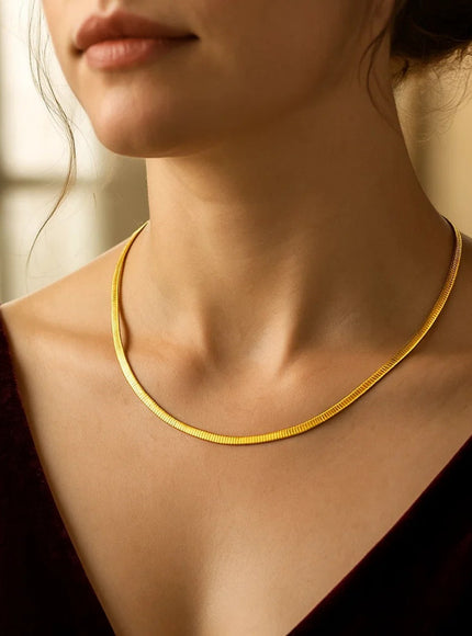 3.0 mm 14k Two Tone Gold Reversible Omega Necklace