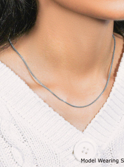 14k White Gold Round Box Chain 1.35 mm