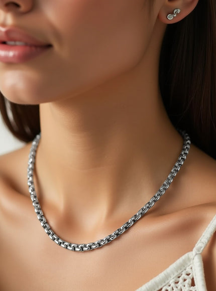 14k White Gold Round Box Chain 1.35 mm