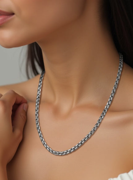 14k White Gold Round Box Chain 1.35 mm