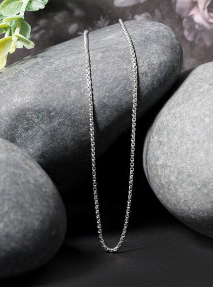 14k White Gold Round Box Chain 1.35 mm