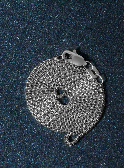 14k White Gold Round Box Chain 1.35 mm