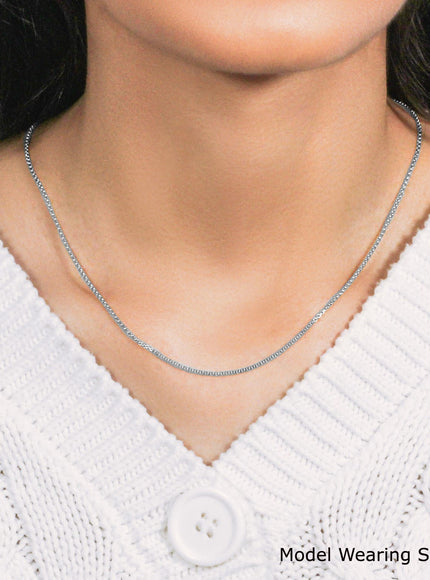 14k White Gold Round Box Chain 1.35 mm