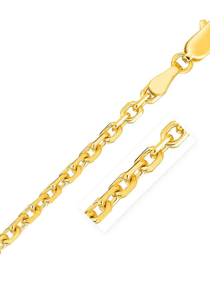 2.6mm 18k Yellow Gold Diamond Cut Cable Link Chain