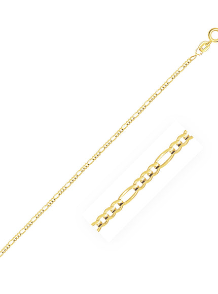 14k Yellow Gold Solid Figaro Chain 1.3mm