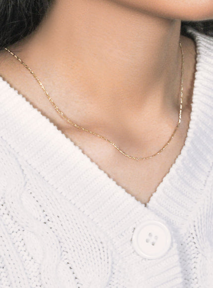 14k Yellow Gold Solid Figaro Chain 1.3mm