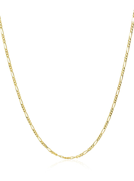 14k Yellow Gold Solid Figaro Chain 1.3mm