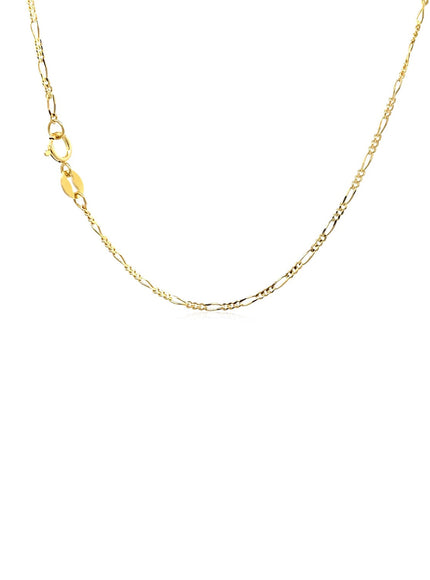 14k Yellow Gold Solid Figaro Chain 1.3mm