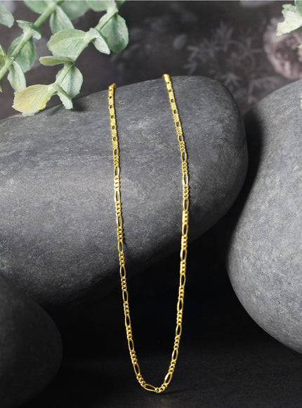 14k Yellow Gold Solid Figaro Chain 1.3mm