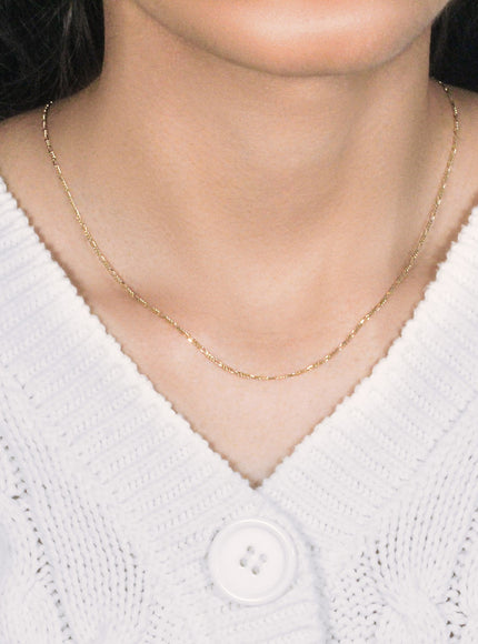 14k Yellow Gold Solid Figaro Chain 1.3mm