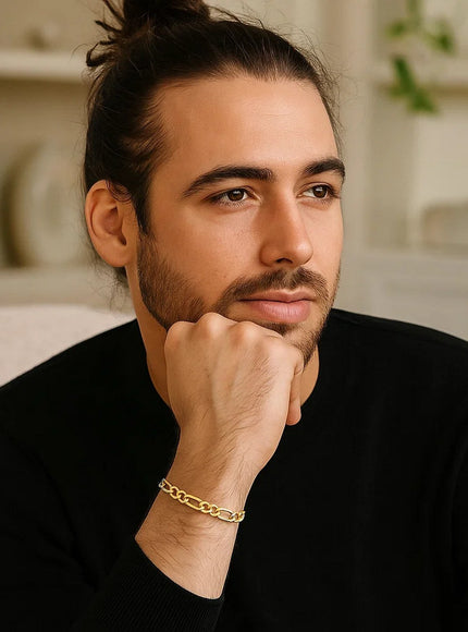 5.4mm 14k Yellow Gold Lite Figaro Bracelet