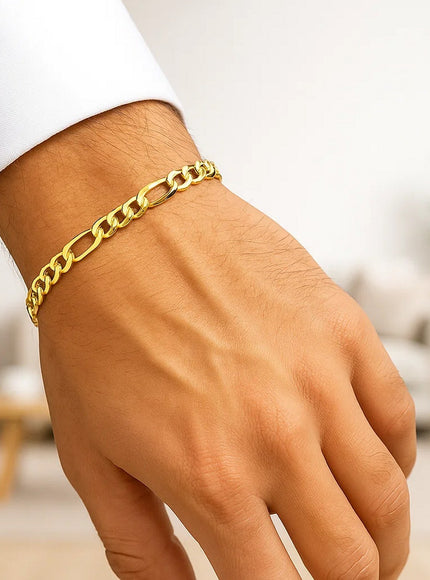 5.4mm 14k Yellow Gold Lite Figaro Bracelet