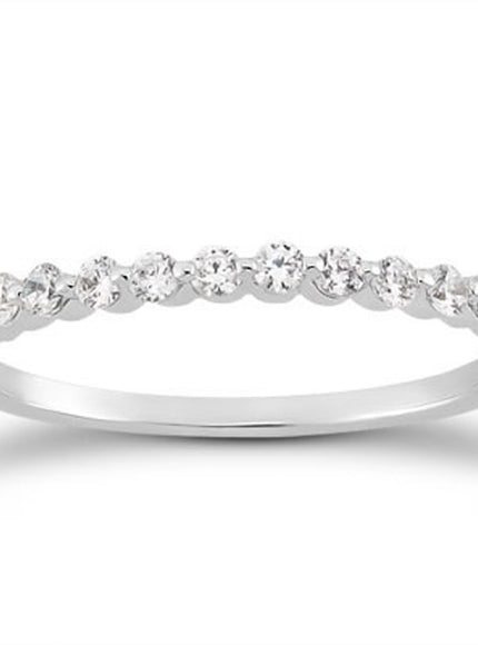 14k White Gold Floating Diamond Single Shared Prong Wedding Ring Band