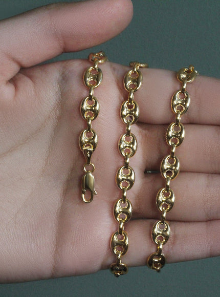6.9mm 14k Yellow Gold Puffed Mariner Link Chain