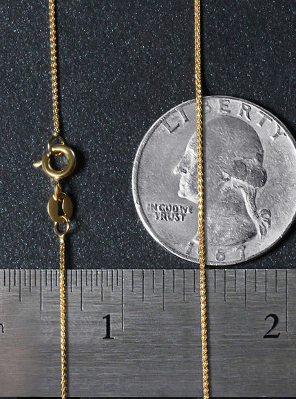 14k Yellow Gold Diamond Cut Round Wheat Chain 0.6mm