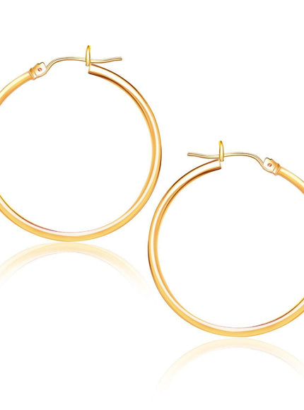 14k Yellow Gold Polished Hoop Earrings (25 mm) - Ellie Belle